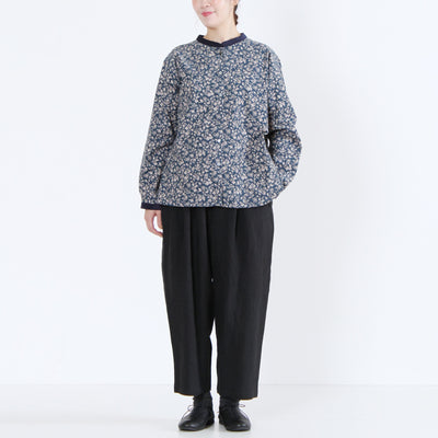 日本製 綿100% バンドカラーブラウス 細畝コーデュロイ使用