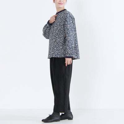 日本製 綿100% バンドカラーブラウス 細畝コーデュロイ使用