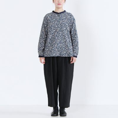 日本製 綿100% バンドカラーブラウス 細畝コーデュロイ使用