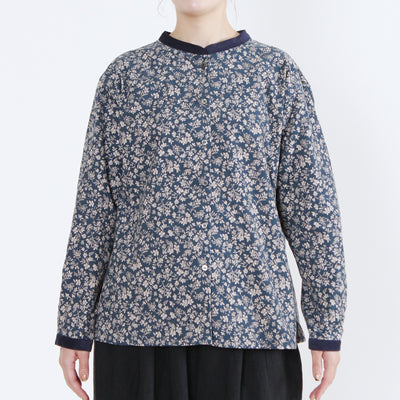 日本製 綿100% バンドカラーブラウス 細畝コーデュロイ使用