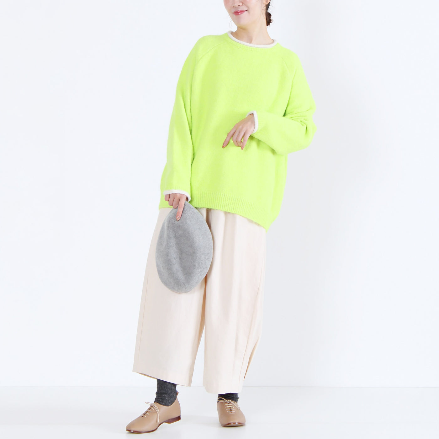 ウール混 シャギーニットプルオーバー