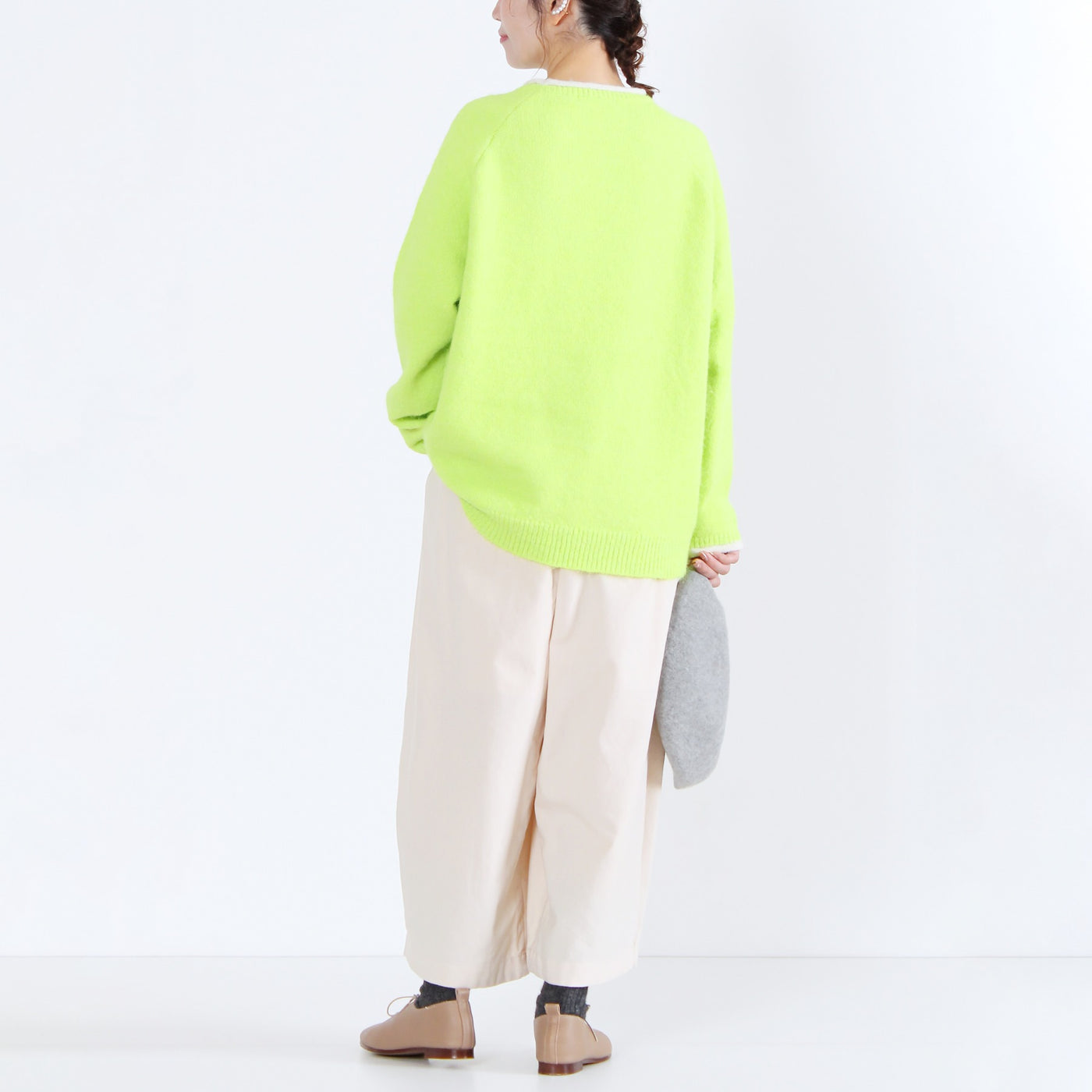 ウール混 シャギーニットプルオーバー