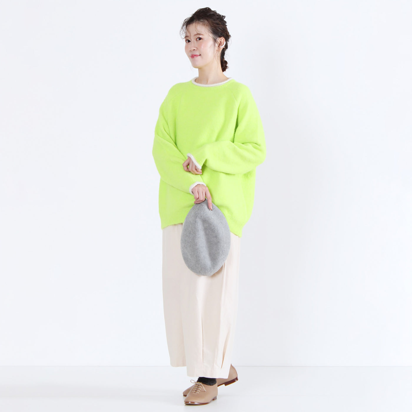 ウール混 シャギーニットプルオーバー