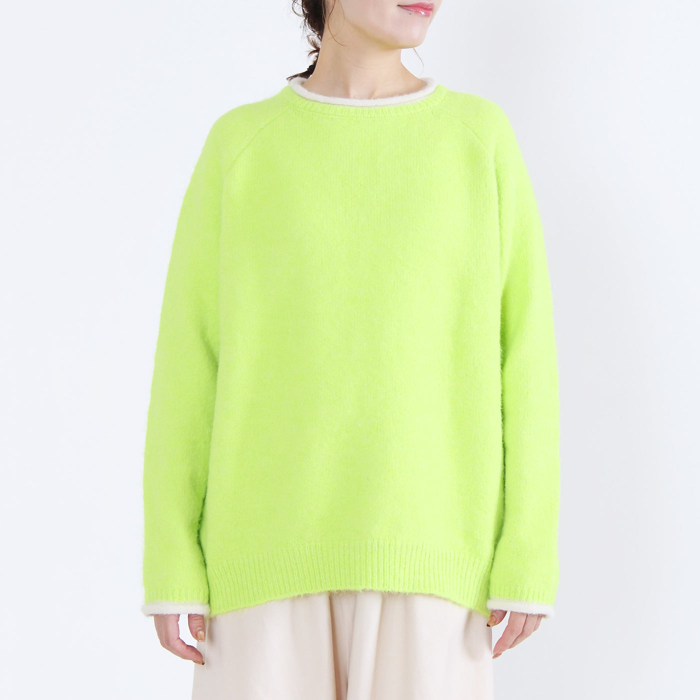 ウール混 シャギーニットプルオーバー