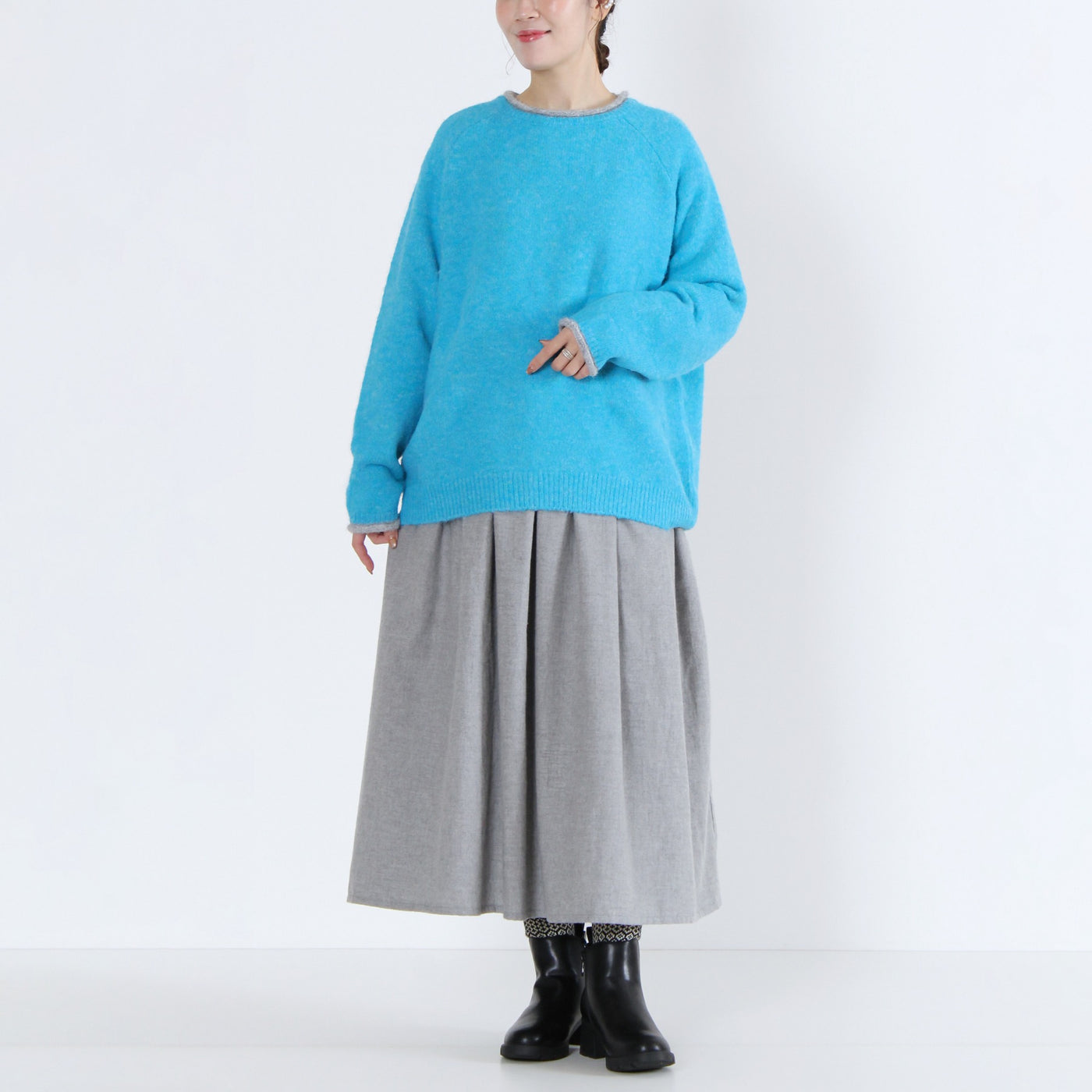 ウール混 シャギーニットプルオーバー