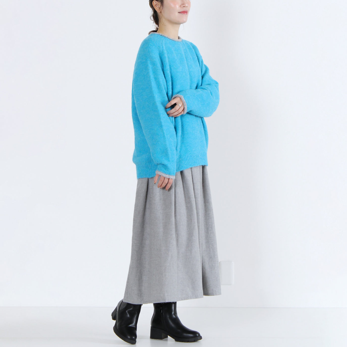 ウール混 シャギーニットプルオーバー