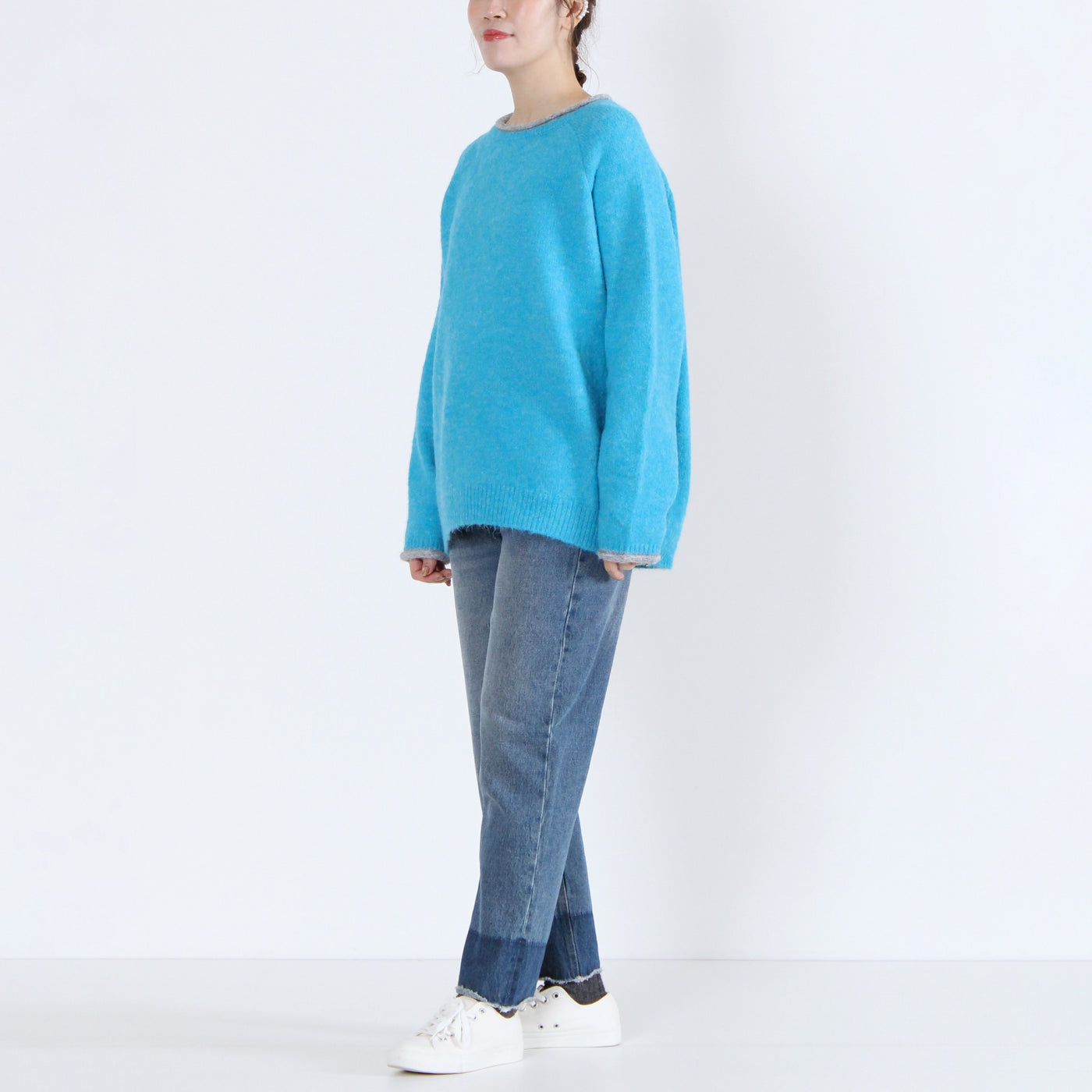 ウール混 シャギーニットプルオーバー