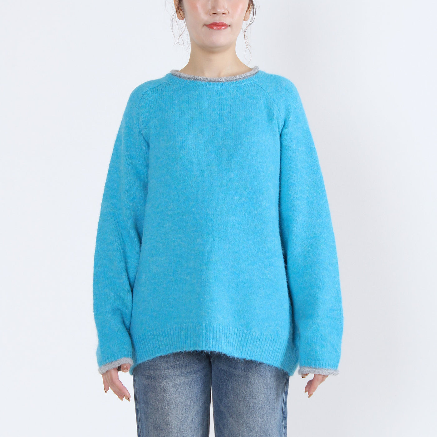 ウール混 シャギーニットプルオーバー