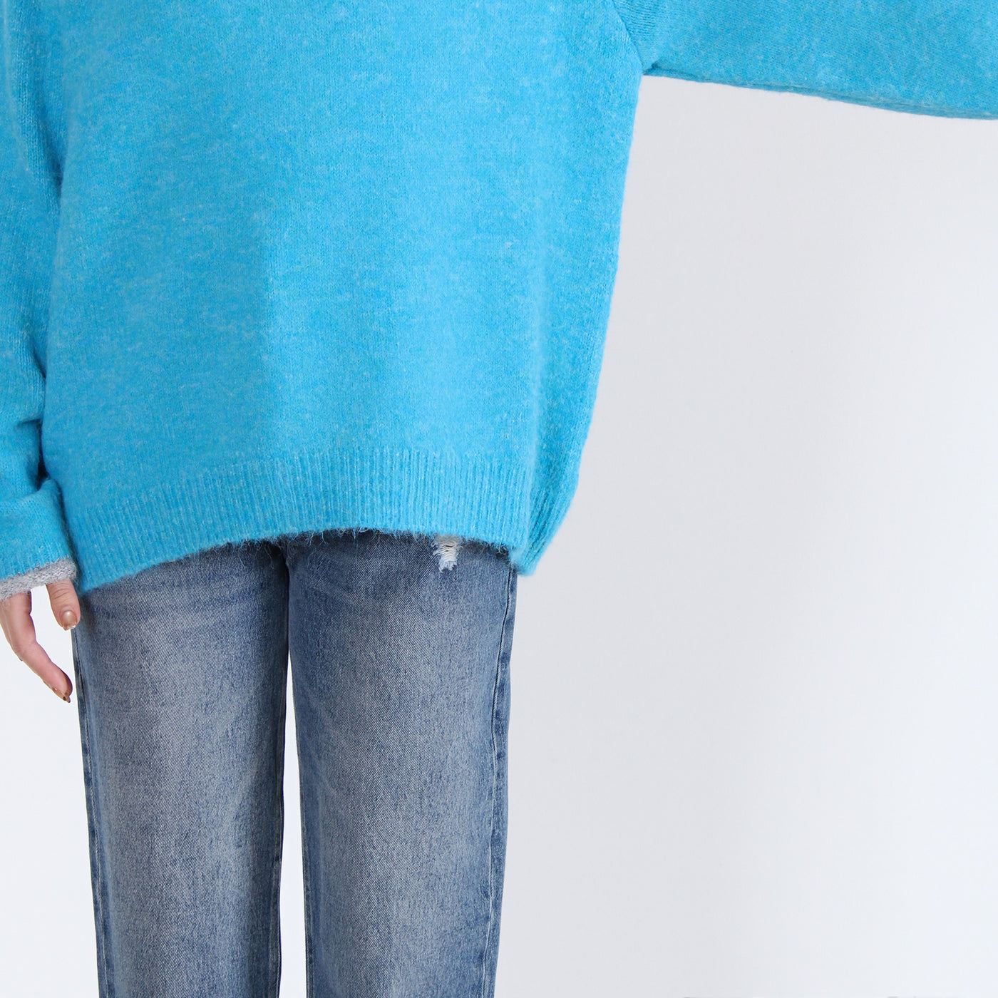 ウール混 シャギーニットプルオーバー