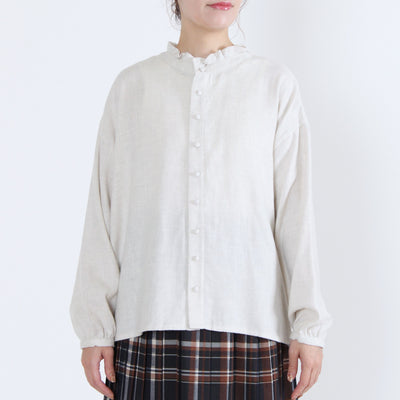 綿100% 前後2WAY フリル衿ブラウス コットンビエラ起毛使用