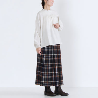 綿100% 前後2WAY フリル衿ブラウス コットンビエラ起毛使用