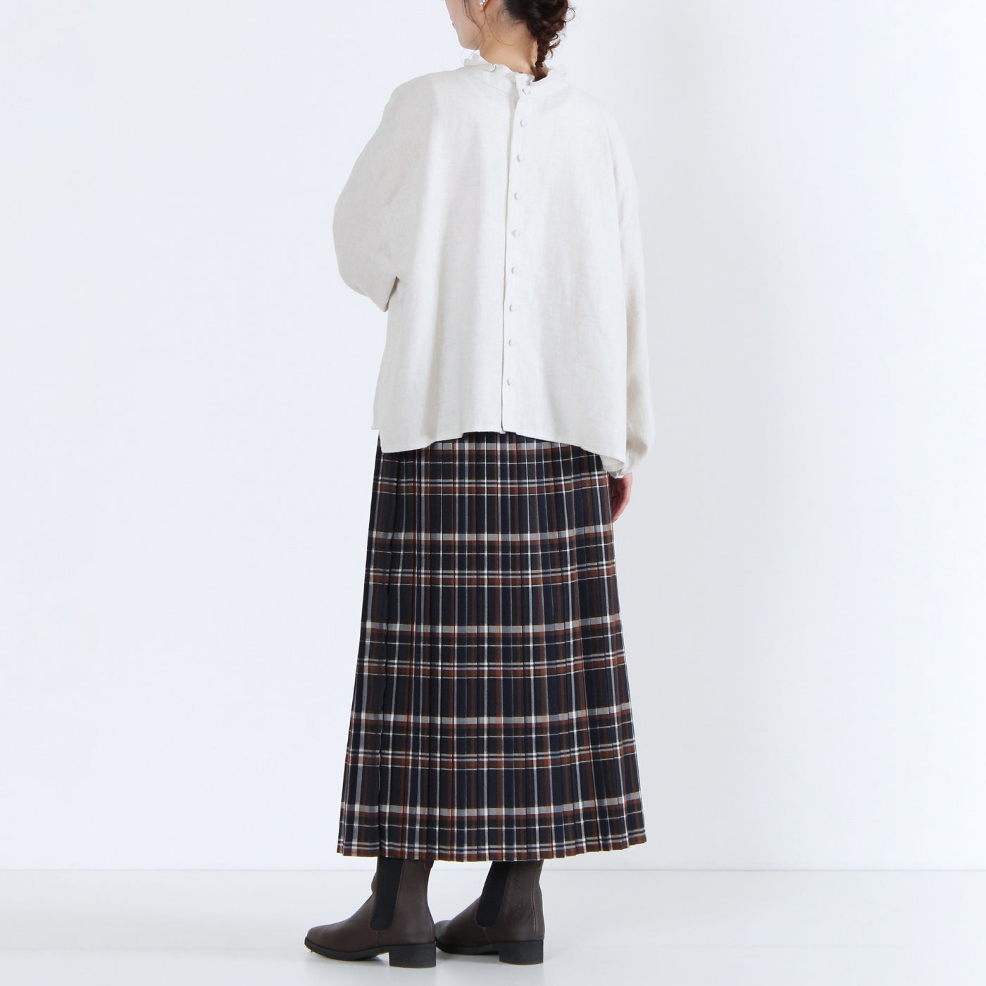 綿100% 前後2WAY フリル衿ブラウス コットンビエラ起毛使用