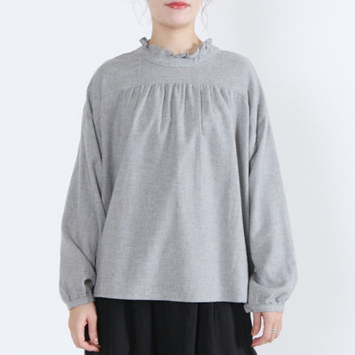 綿100% 前後2WAY フリル衿ブラウス コットンビエラ起毛使用