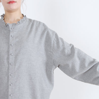 綿100% 前後2WAY フリル衿ブラウス コットンビエラ起毛使用