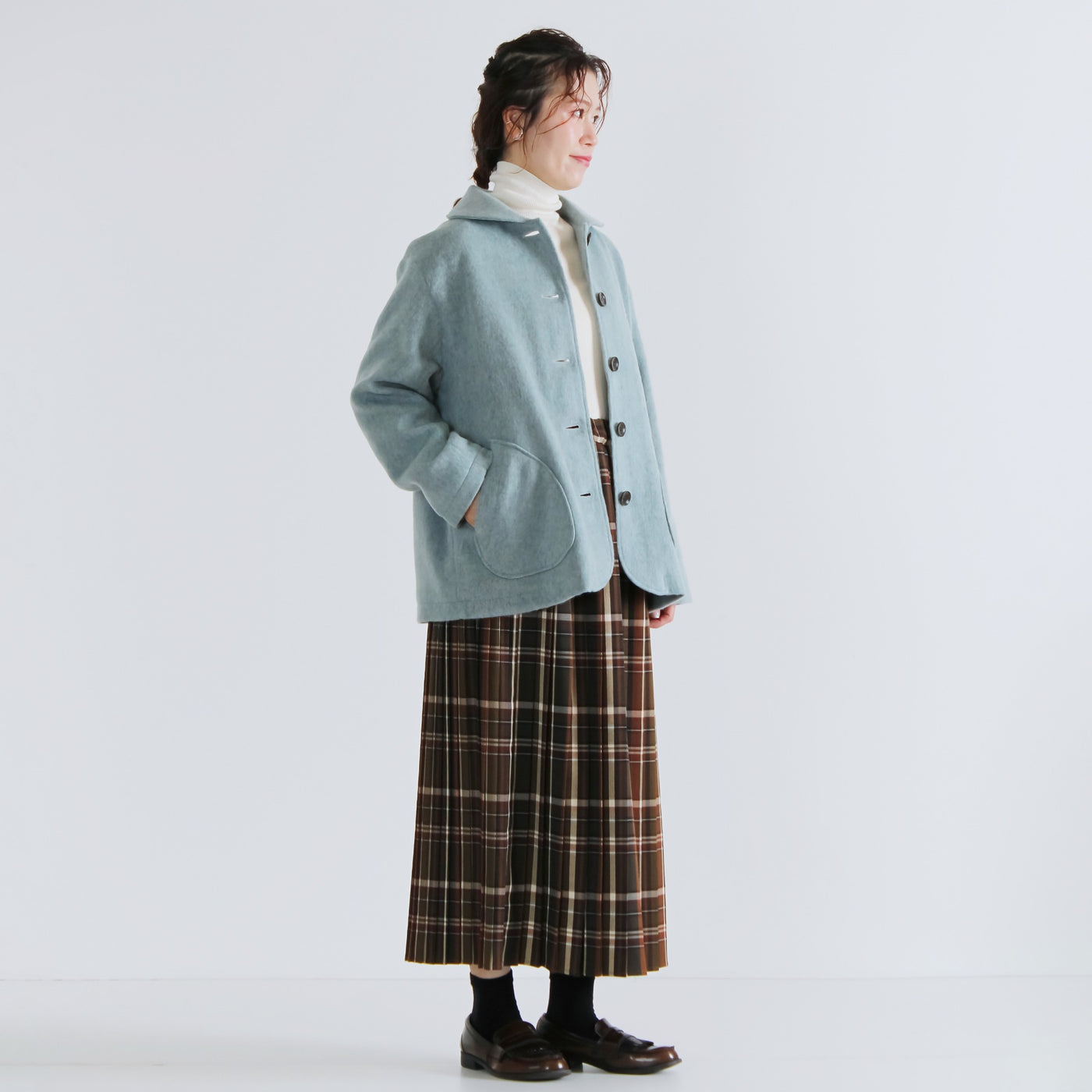 日本製 ウール混 ショールカラージャケット ウール混ビーバー素材使用