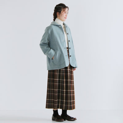 日本製 ウール混 ショールカラージャケット ウール混ビーバー素材使用