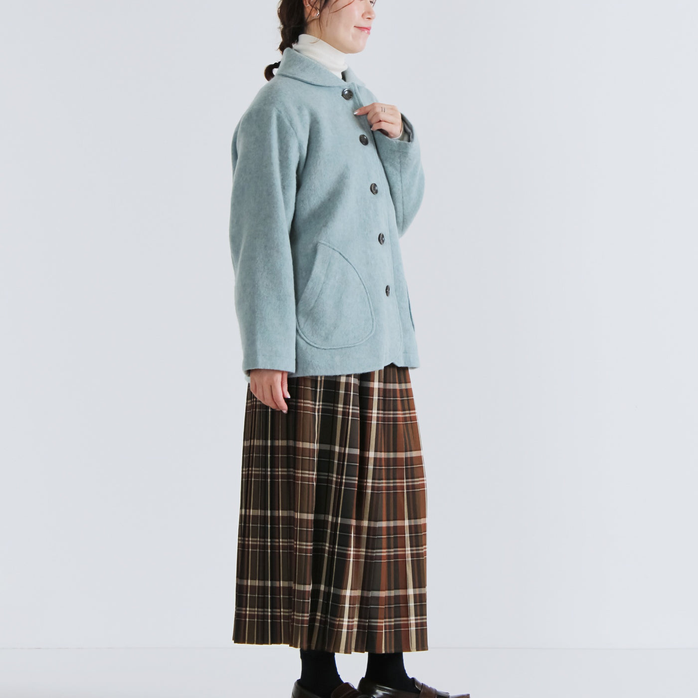 日本製 ウール混 ショールカラージャケット ウール混ビーバー素材使用