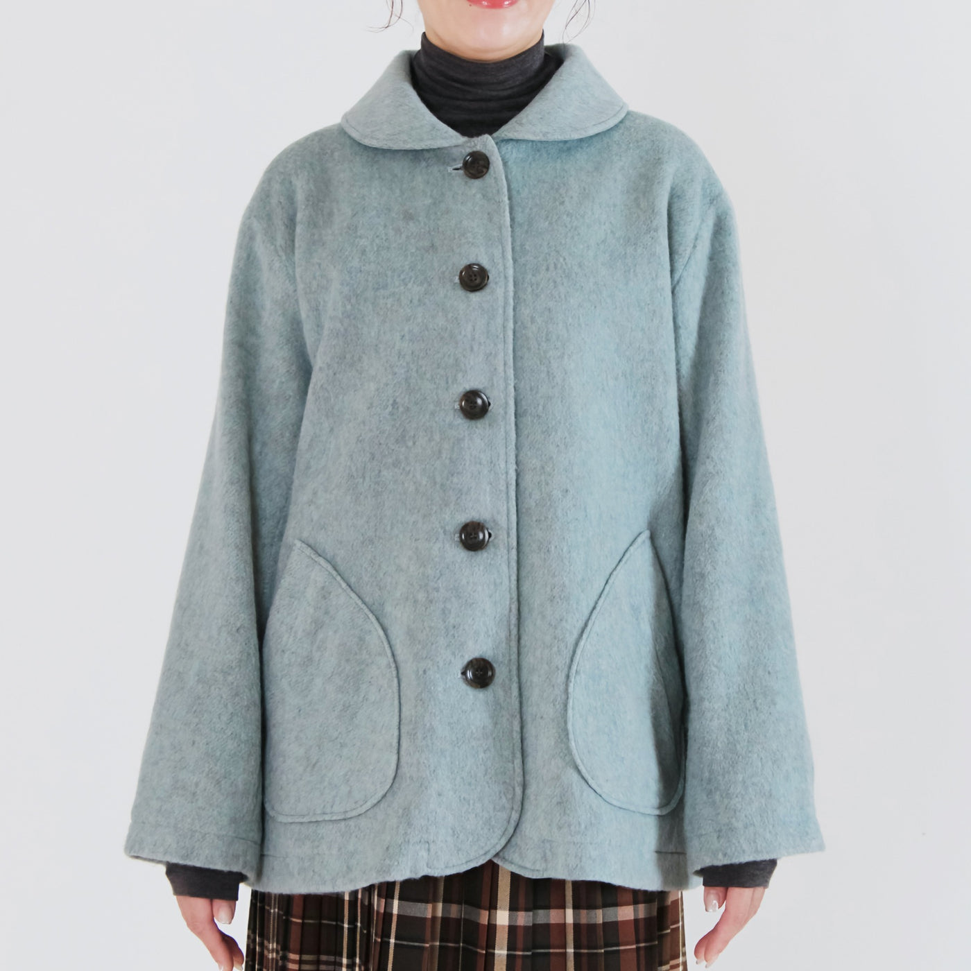 日本製 ウール混 ショールカラージャケット ウール混ビーバー素材使用