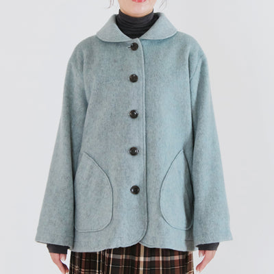 日本製 ウール混 ショールカラージャケット ウール混ビーバー素材使用