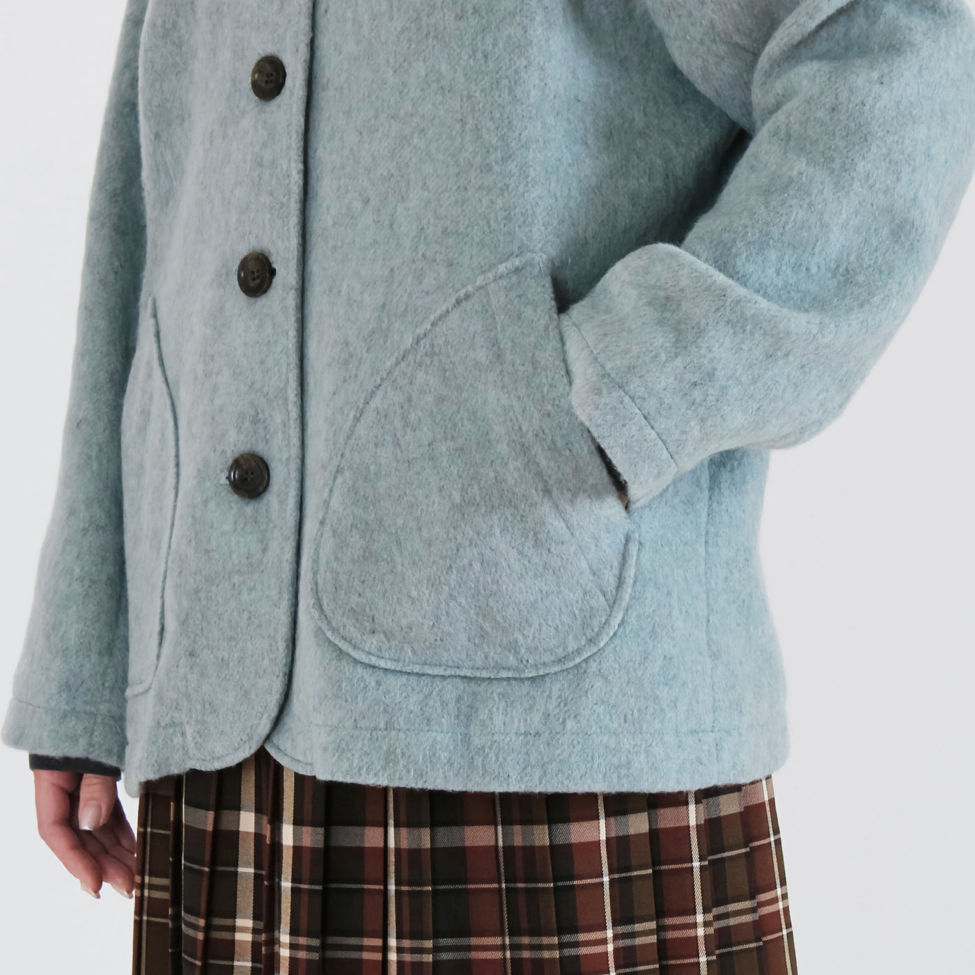 日本製 ウール混 ショールカラージャケット ウール混ビーバー素材使用