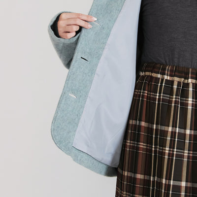 日本製 ウール混 ショールカラージャケット ウール混ビーバー素材使用