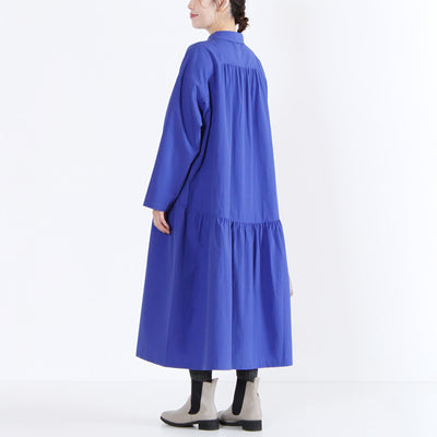 日本製 綿100% ちび衿ワンピース 近江晒ブロード使用