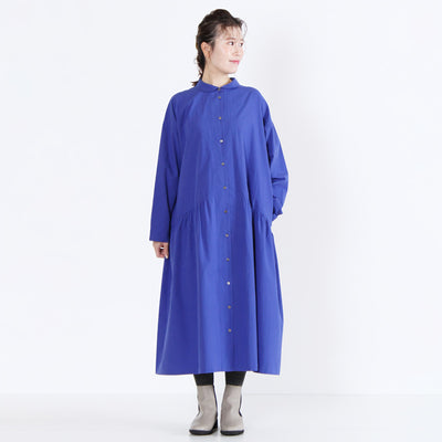 日本製 綿100% ちび衿ワンピース 近江晒ブロード使用