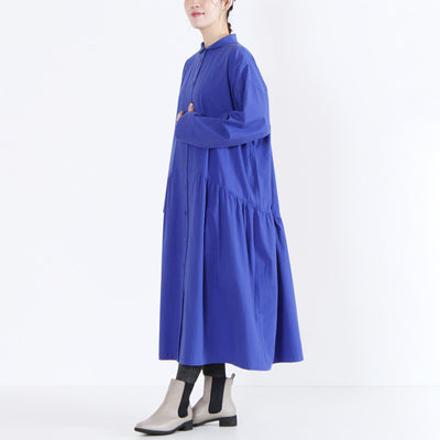 日本製 綿100% ちび衿ワンピース 近江晒ブロード使用