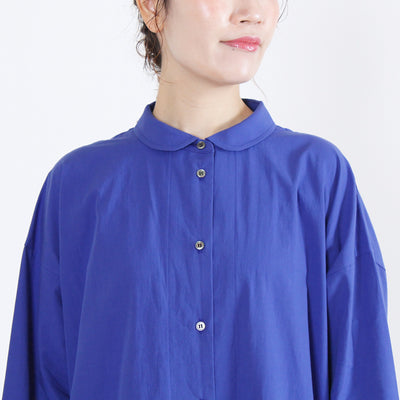 日本製 綿100% ちび衿ワンピース 近江晒ブロード使用