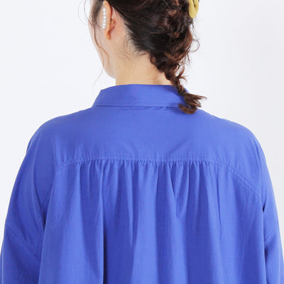 日本製 綿100% ちび衿ワンピース 近江晒ブロード使用