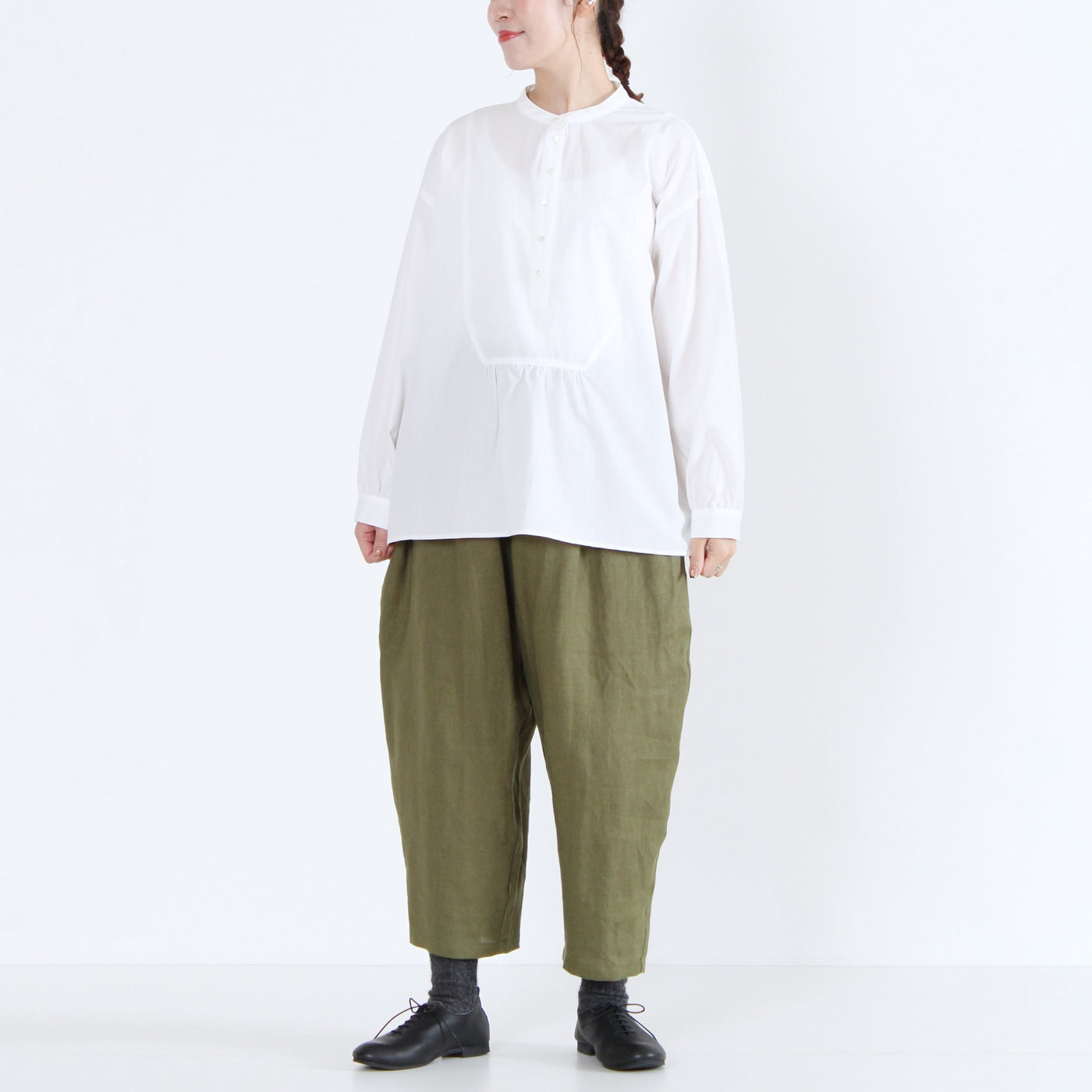 日本製 綿100% プルオーバーシャツ 近江晒ブロード使用