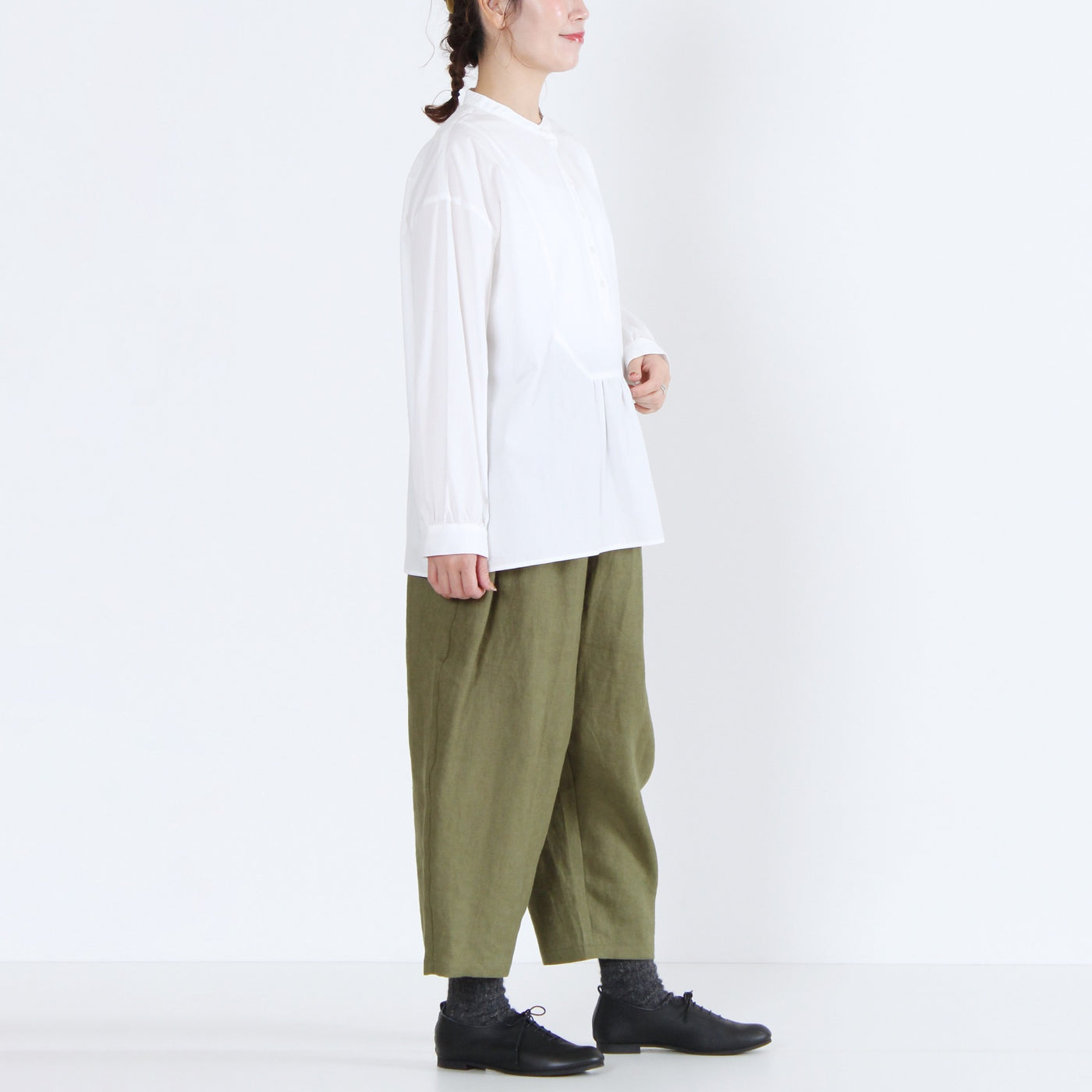 日本製 綿100% プルオーバーシャツ 近江晒ブロード使用