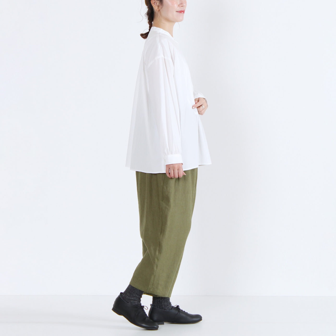 日本製 綿100% プルオーバーシャツ 近江晒ブロード使用