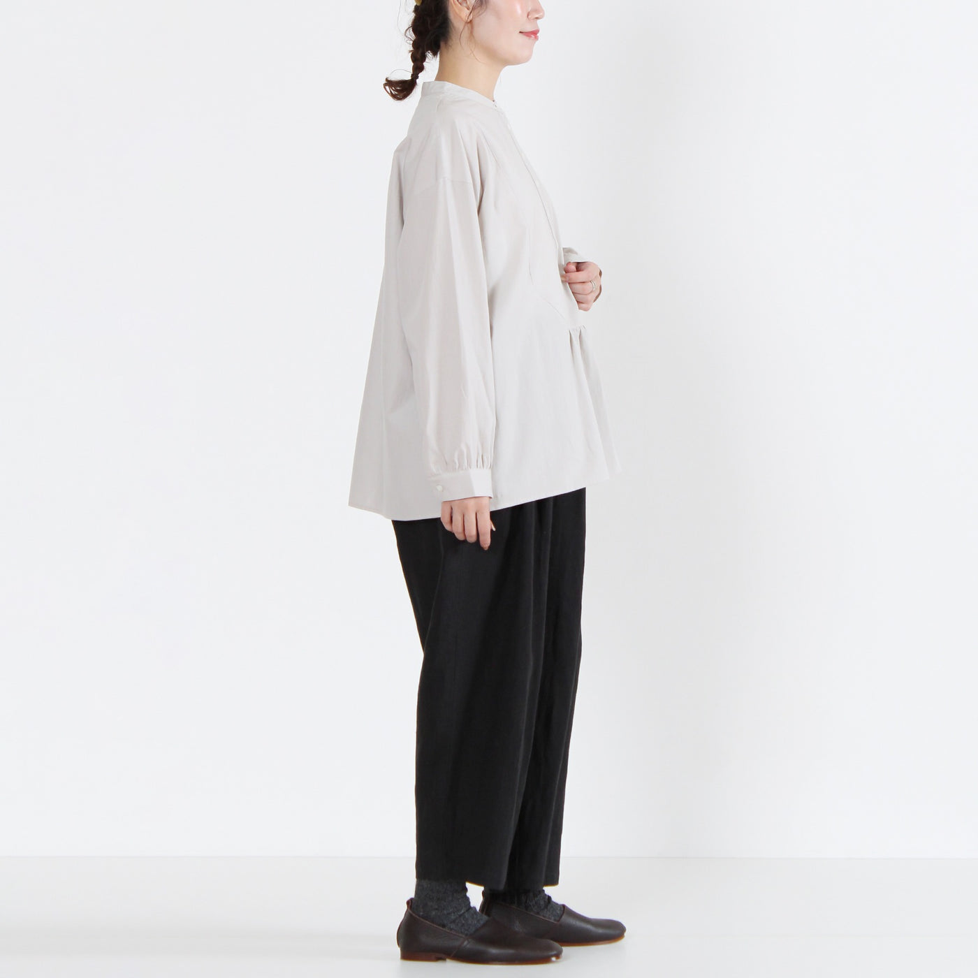 日本製 綿100% プルオーバーシャツ 近江晒ブロード使用