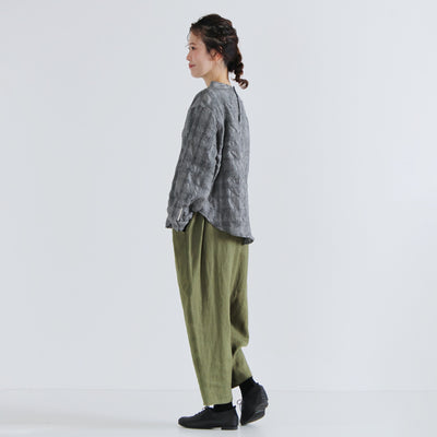 日本製 ウール混 ボトルネックプルオーバー ウールコットンシャーリングチェック使用