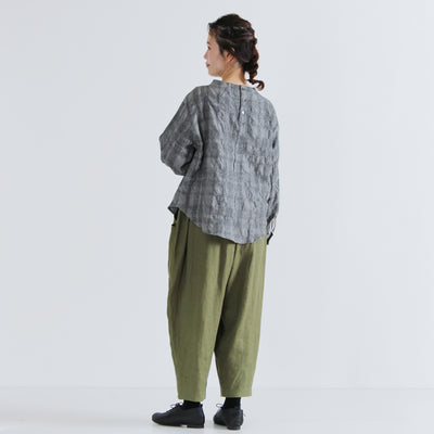 日本製 ウール混 ボトルネックプルオーバー ウールコットンシャーリングチェック使用