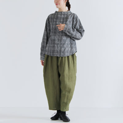 日本製 ウール混 ボトルネックプルオーバー ウールコットンシャーリングチェック使用