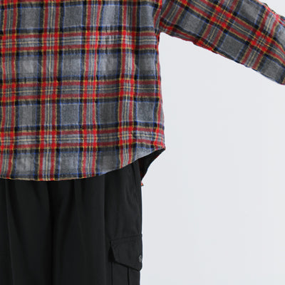 日本製 ウール混 ボトルネックプルオーバー ウールコットンシャーリングチェック使用