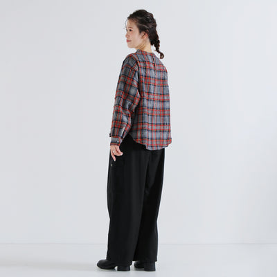 日本製 ウール混 ボトルネックプルオーバー ウールコットンシャーリングチェック使用