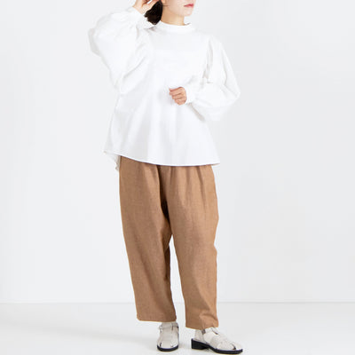 日本製 綿100% 近江晒タイプライター バルーンスリーブプルオーバー
