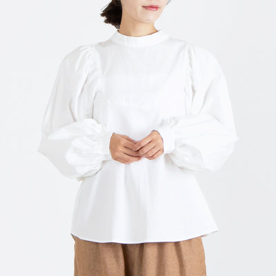 日本製 綿100% 近江晒タイプライター バルーンスリーブプルオーバー