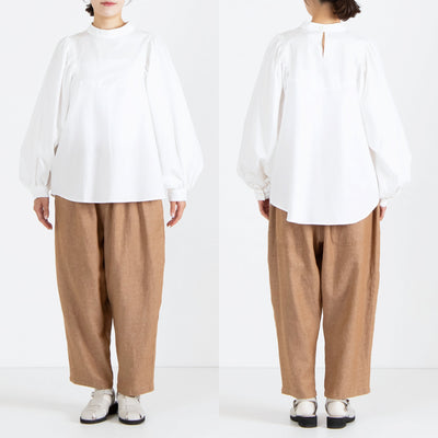 日本製 綿100% 近江晒タイプライター バルーンスリーブプルオーバー