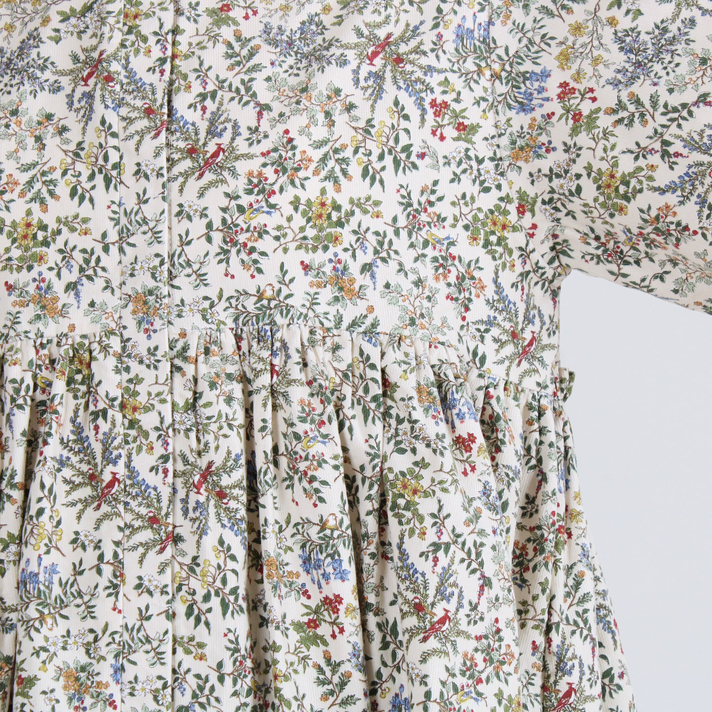 綿100% ウエストギャザー シャーリング袖ブラウス 21ウェルコーデュロイ使用