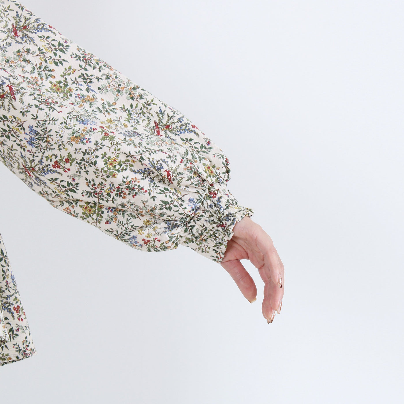 綿100% ウエストギャザー シャーリング袖ブラウス 21ウェルコーデュロイ使用