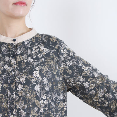 綿100% バイカラー前開き起毛ワンピース 20番手ビエラ起毛使用