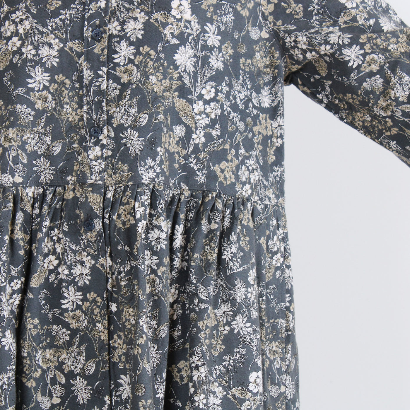 綿100% バイカラー前開き起毛ワンピース 20番手ビエラ起毛使用