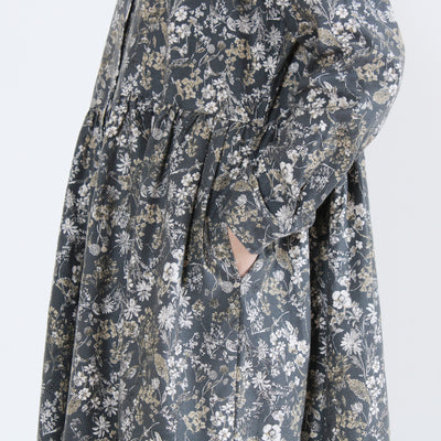 綿100% バイカラー前開き起毛ワンピース 20番手ビエラ起毛使用