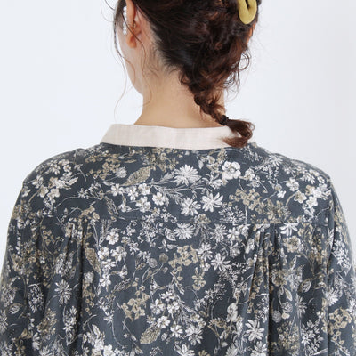 綿100% バイカラー前開き起毛ワンピース 20番手ビエラ起毛使用