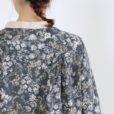 綿100% バイカラー前開き起毛ワンピース 20番手ビエラ起毛使用