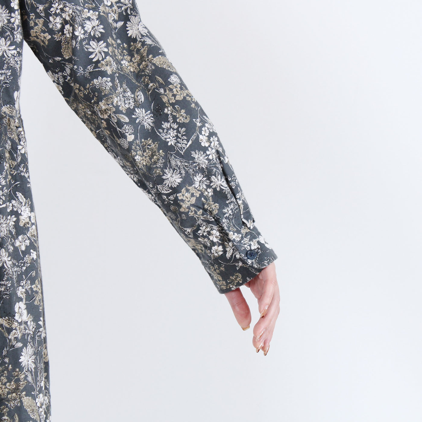 綿100% バイカラー前開き起毛ワンピース 20番手ビエラ起毛使用